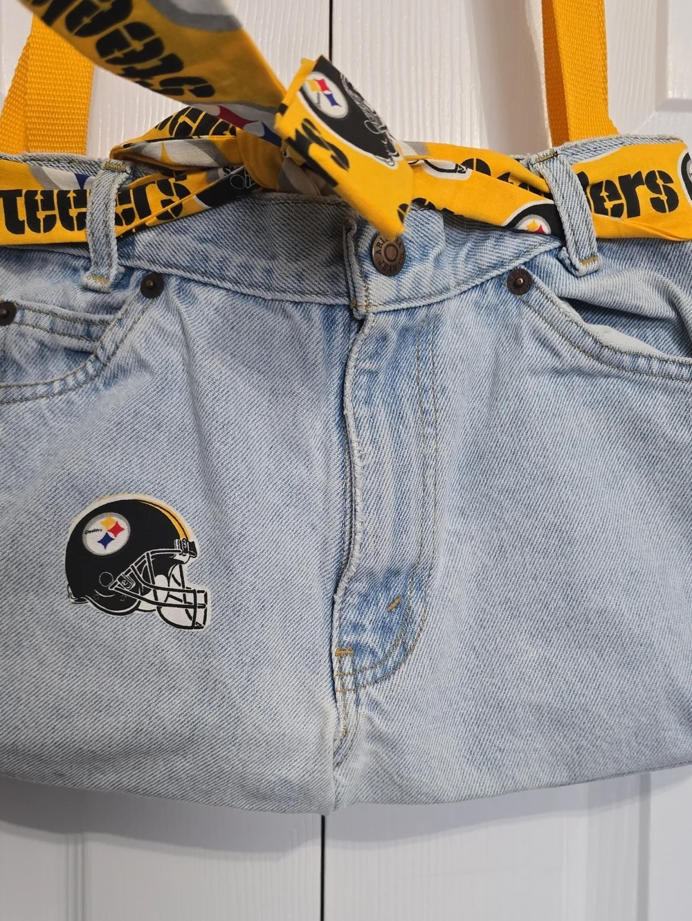 Steelers Football-Themed Denim Bottom Handmade Purse